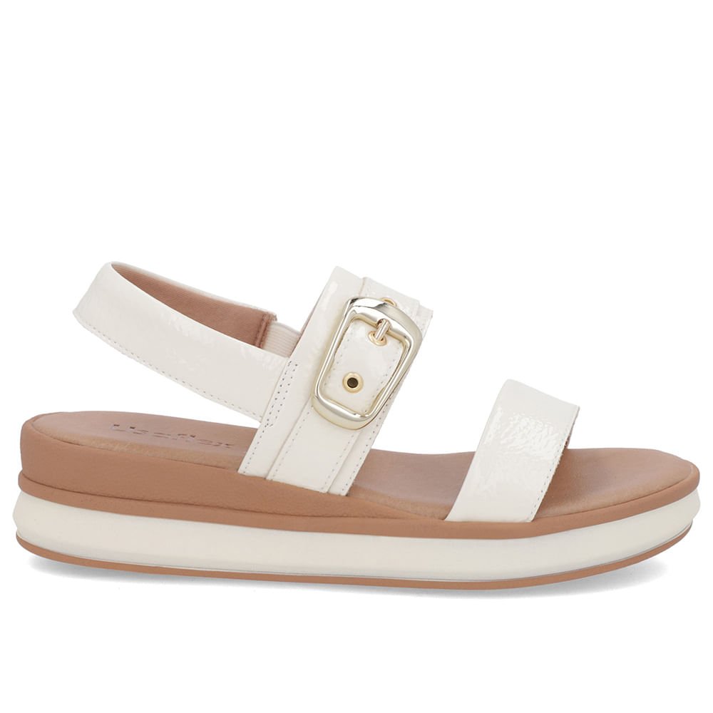 Sandália Salto Plataforma Verniz Branca Marfim