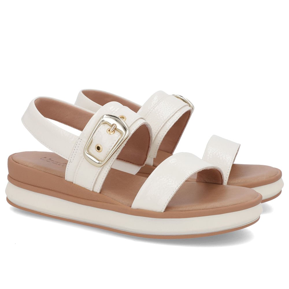 Sandália Salto Plataforma Verniz Branca Marfim Branco 3