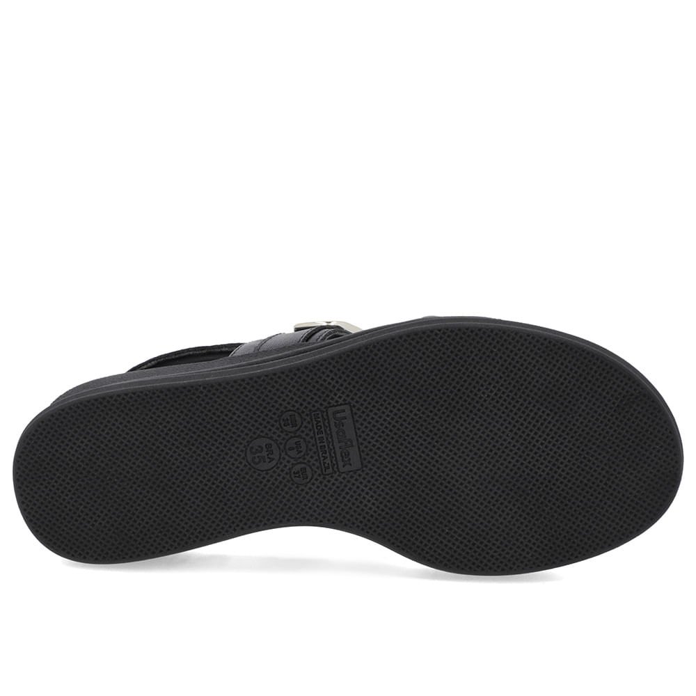 Sandália Salto Plataforma Couro Preta Preto 5