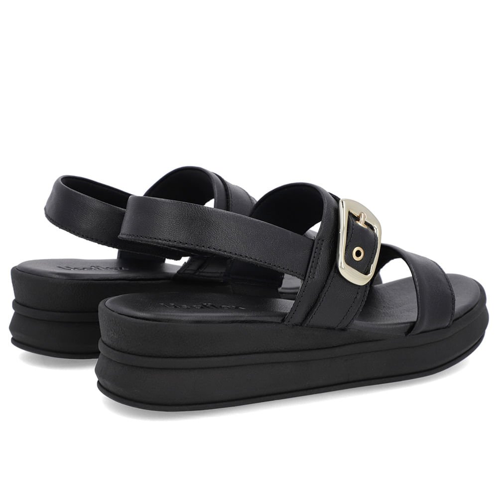 Sandália Salto Plataforma Couro Preta Preto 3