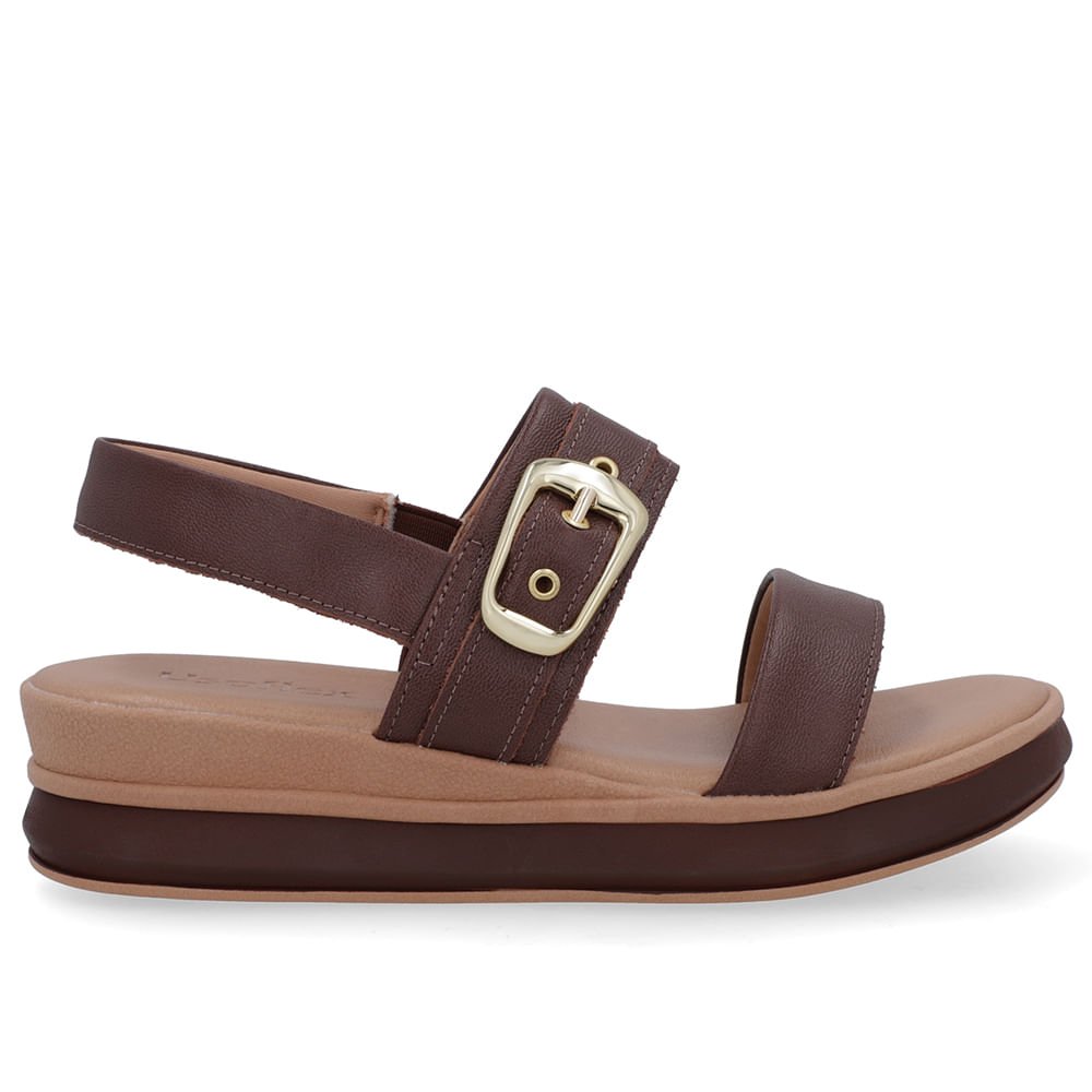 Sandália Salto Plataforma Couro Marrom Pinhão