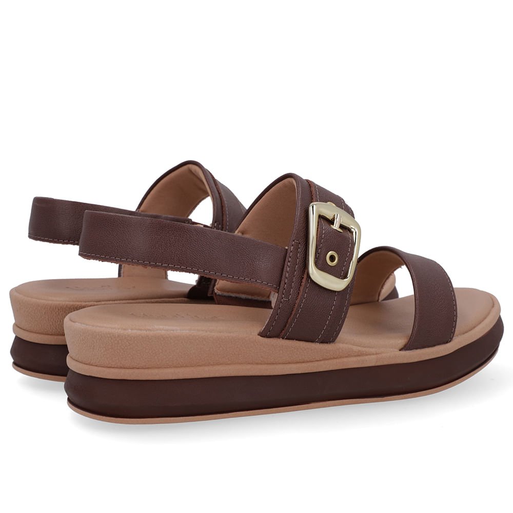 Sandália Salto Plataforma Couro Marrom Pinhão Marrom 3