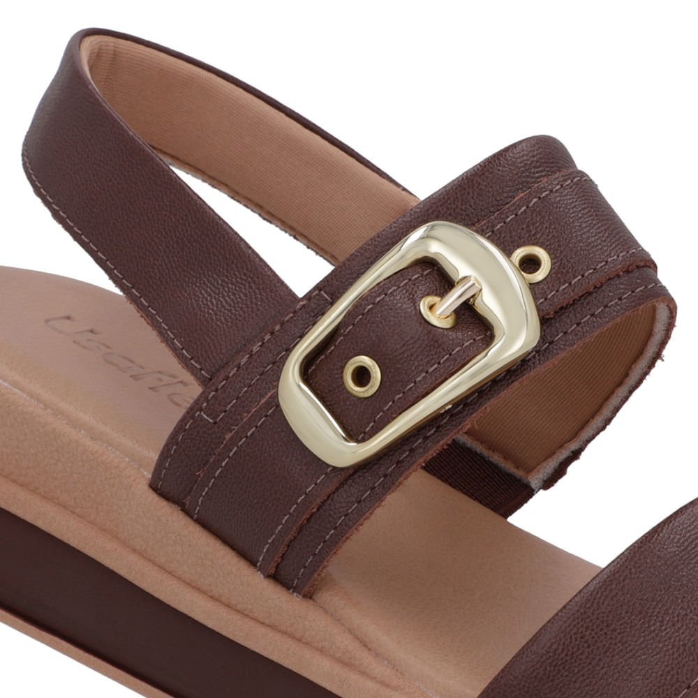 Sandália Salto Plataforma Couro Marrom Pinhão Marrom 4