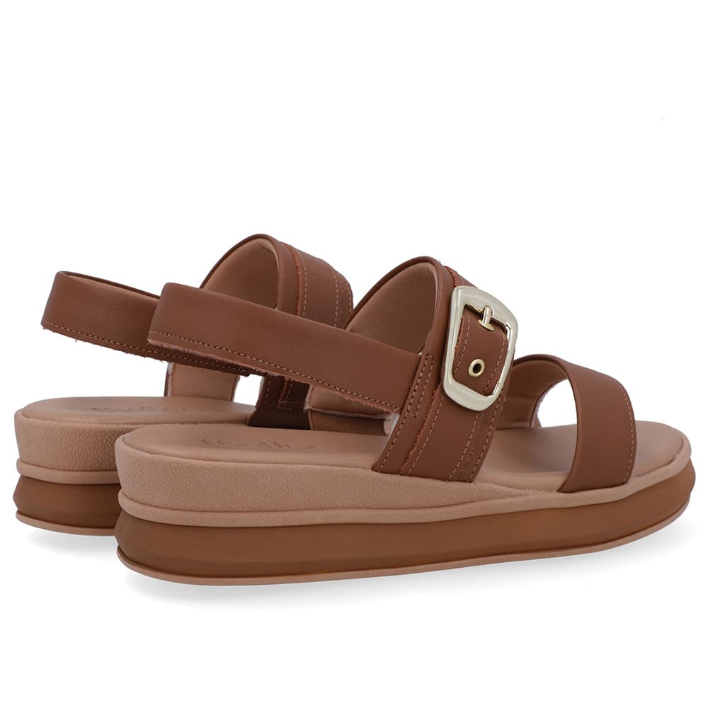 Sandália Salto Plataforma Couro Marrom Caramelo Marrom 3