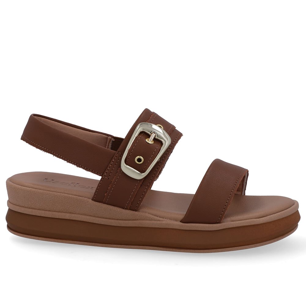 Sandália Salto Plataforma Couro Marrom Caramelo