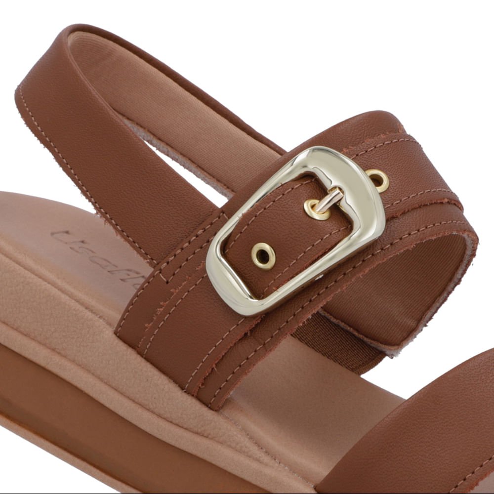 Sandália Salto Plataforma Couro Marrom Caramelo Marrom 4