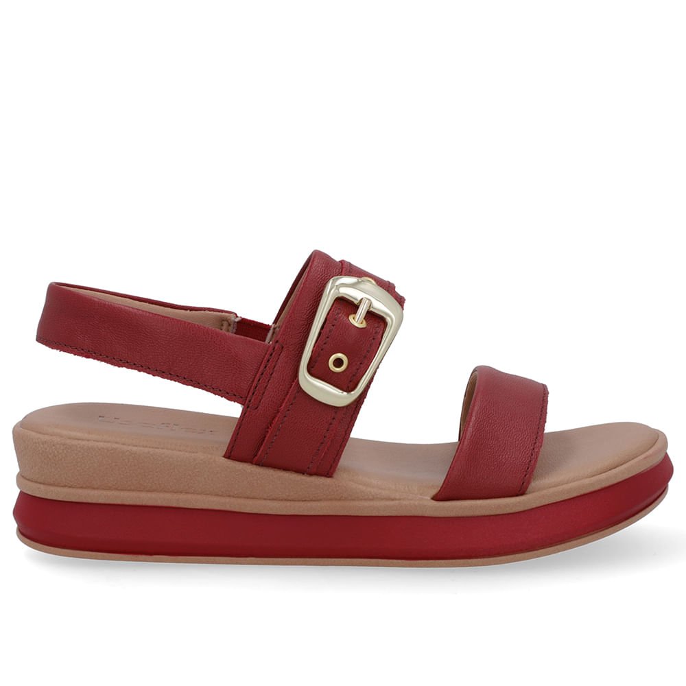 Sandália Salto Plataforma Couro Vermelha