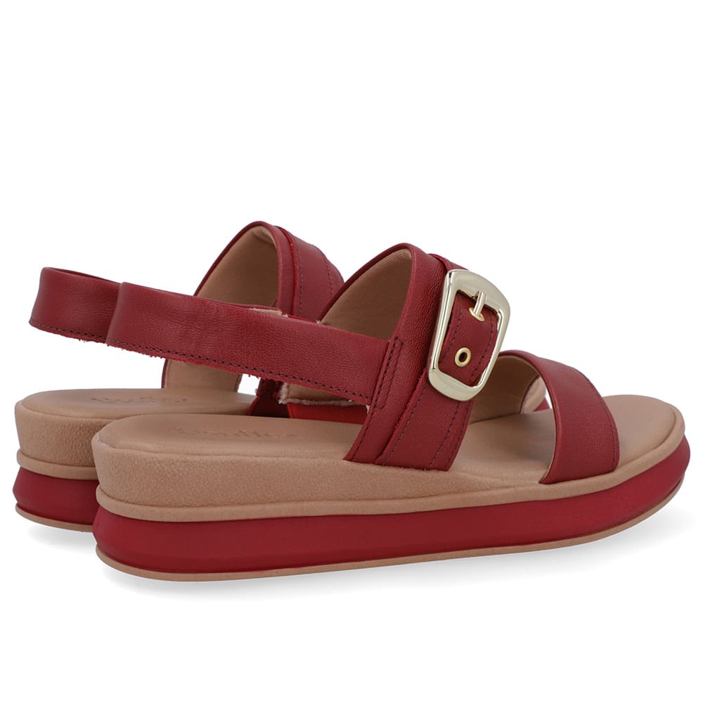Sandália Salto Plataforma Couro Vermelha Vermelho 3