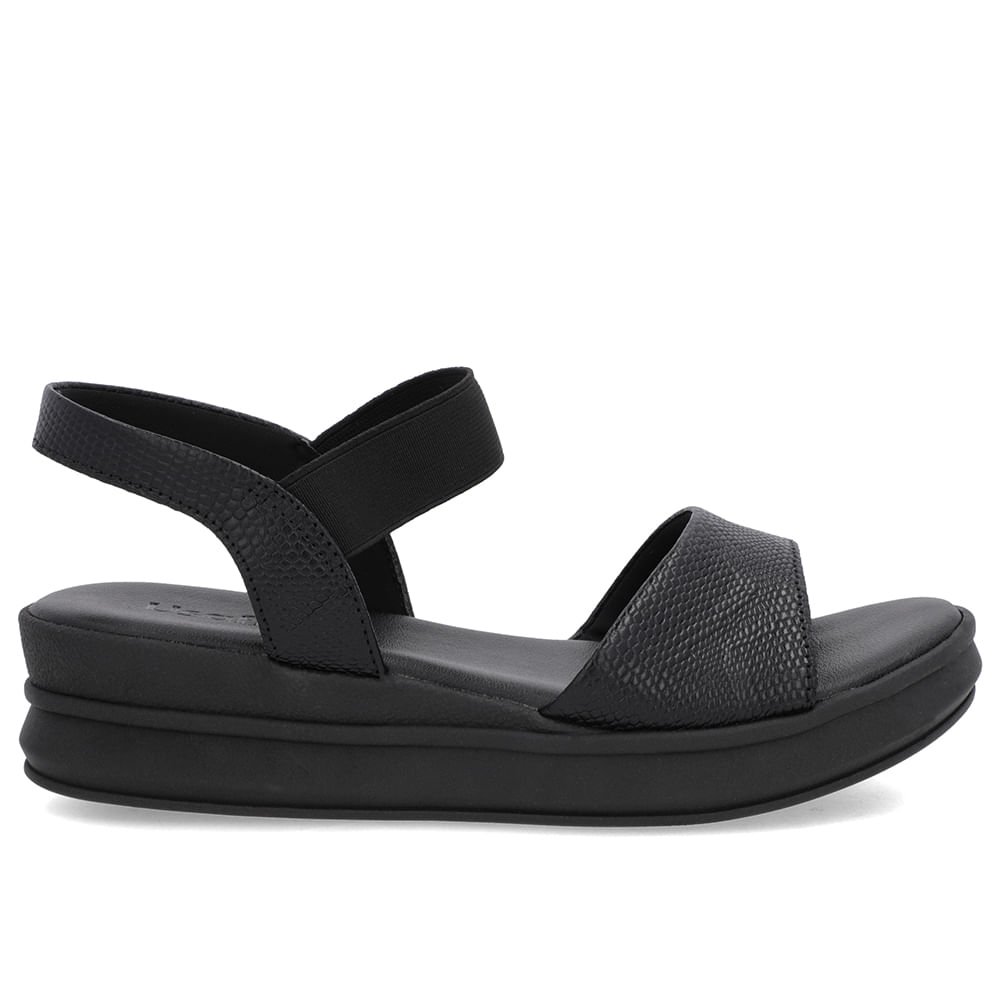 Sandália Salto Plataforma Couro Snake Preta Preto 1