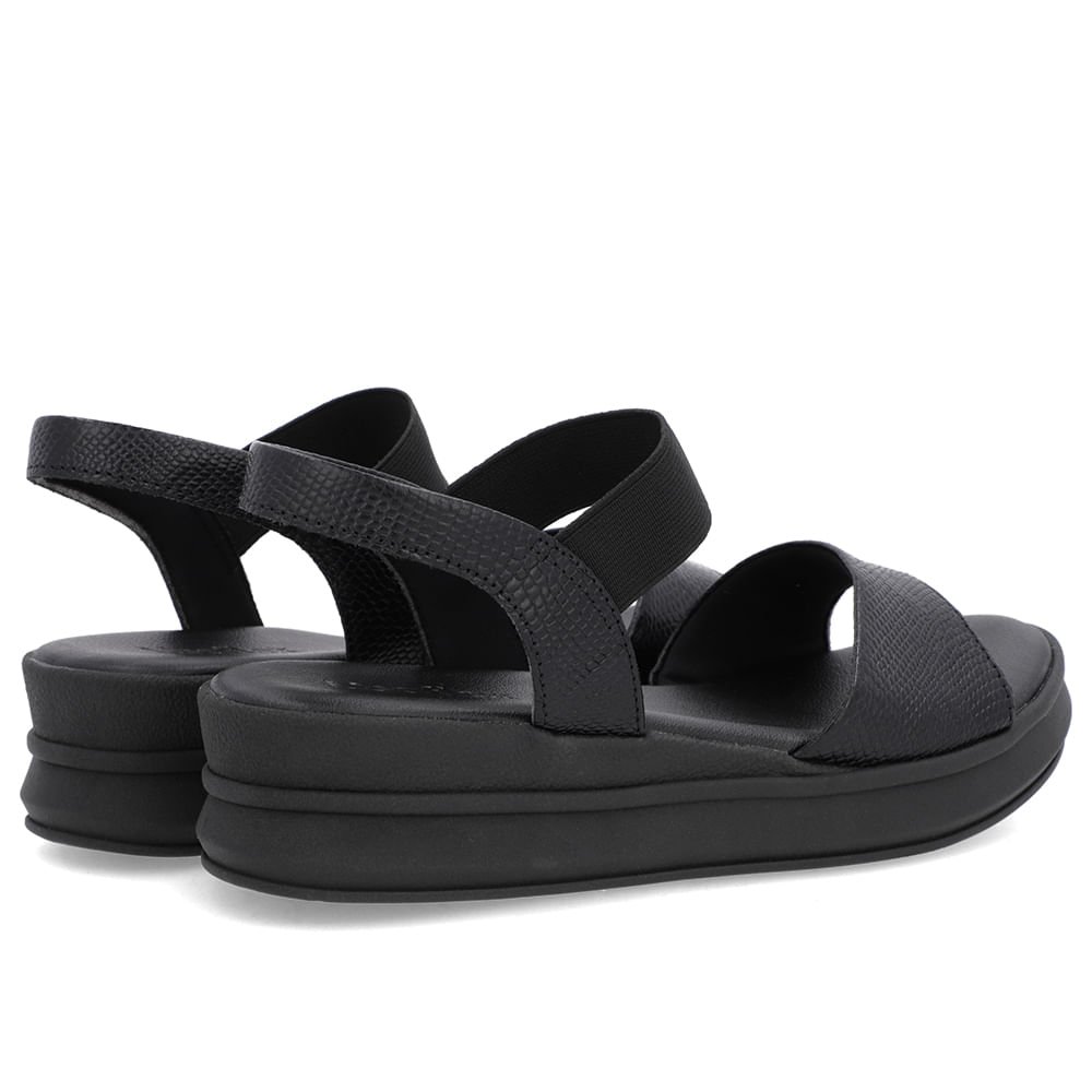 Sandália Salto Plataforma Couro Snake Preta Preto 3