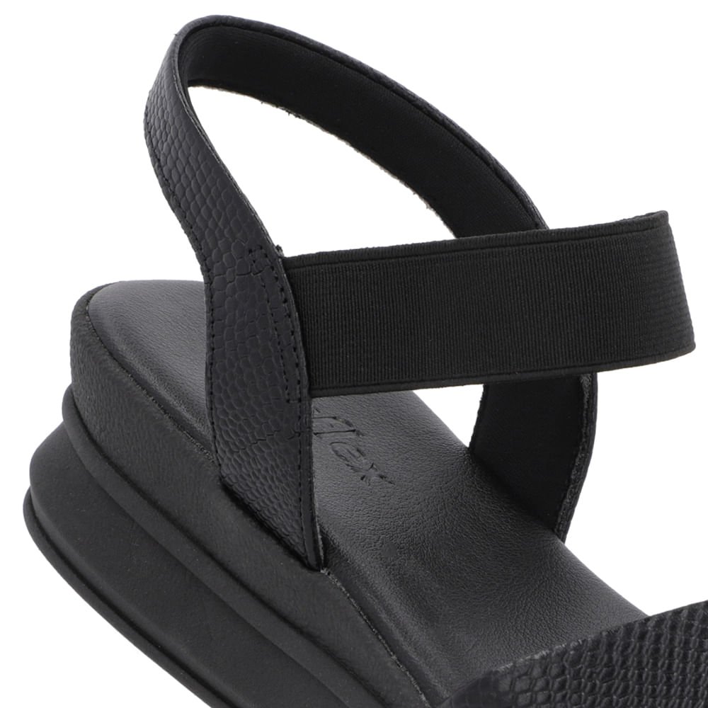Sandália Salto Plataforma Couro Snake Preta Preto 4