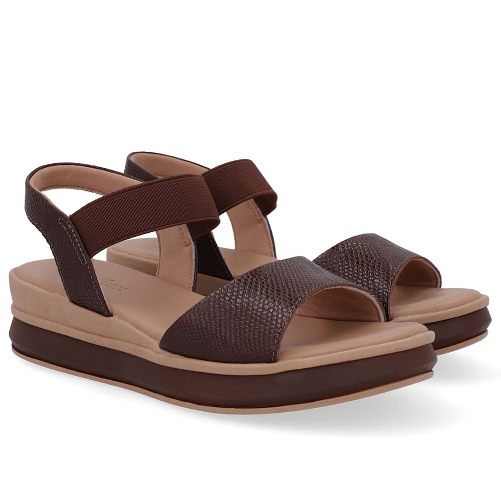 Sandália Salto Plataforma Couro Snake Marrom Marrom 2