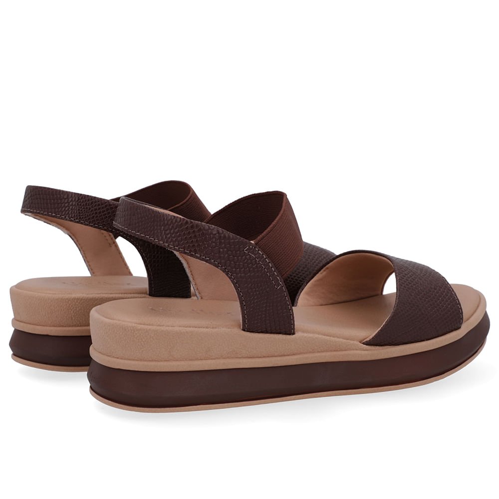 Sandália Salto Plataforma Couro Snake Marrom Marrom 3