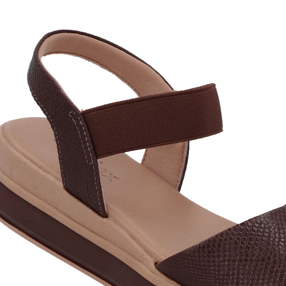 Sandália Salto Plataforma Couro Snake Marrom Marrom 4