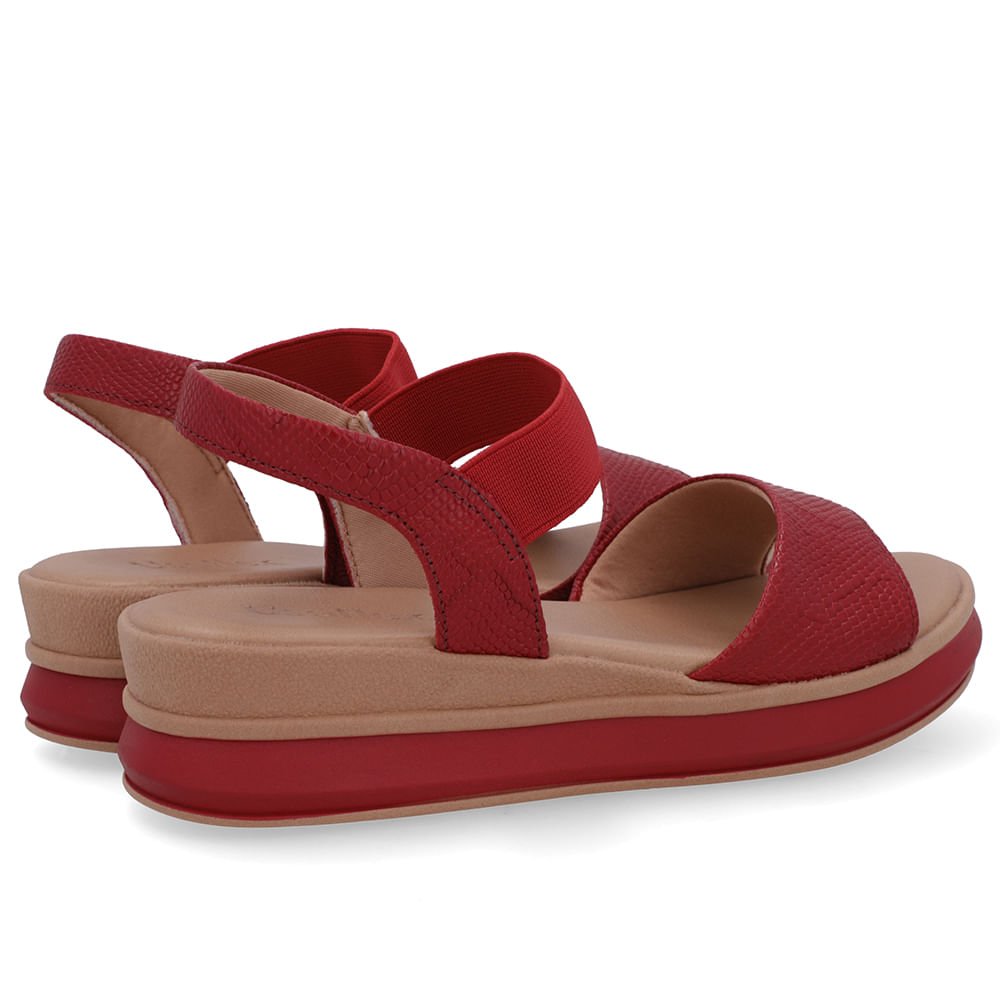 Sandália Salto Plataforma Couro Snake Vermelha Vermelho 3