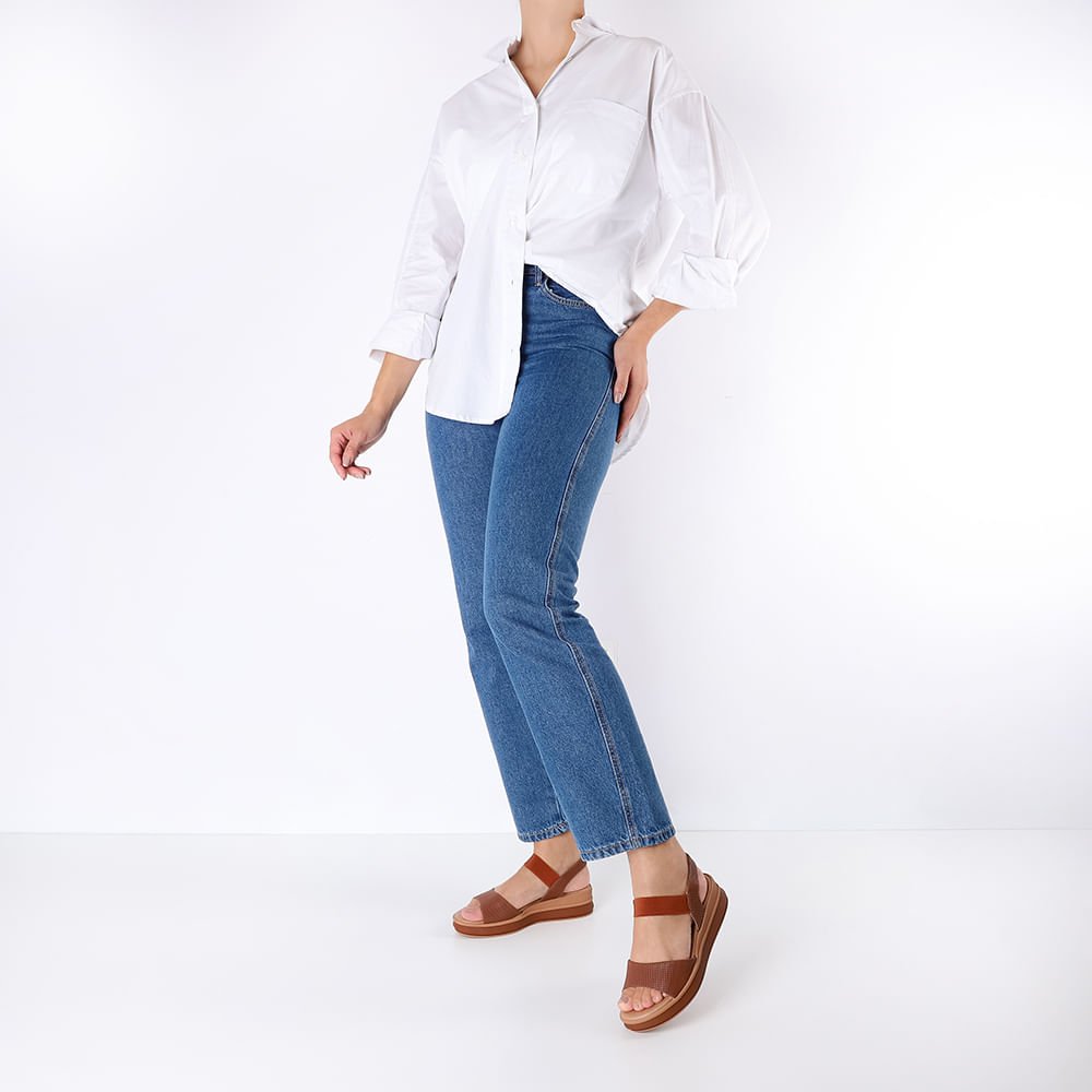 Sandália Salto Plataforma Couro Textura Tricô Marrom Marrom 4