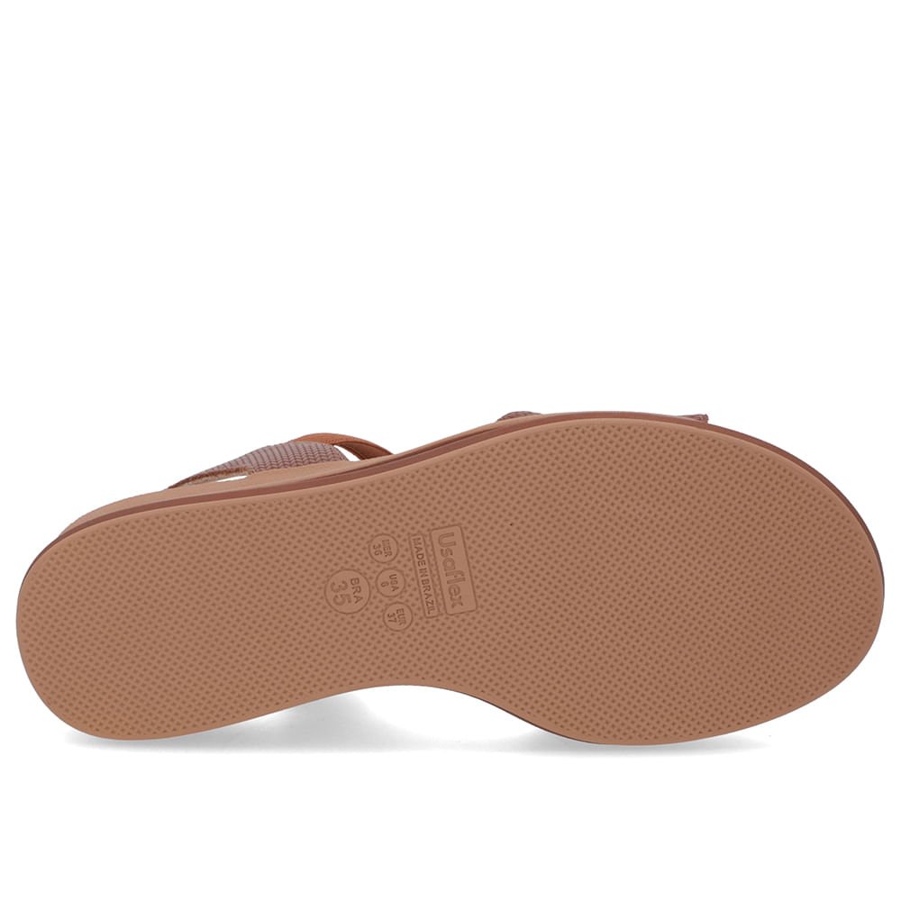 Sandália Salto Plataforma Couro Textura Tricô Marrom Marrom 5