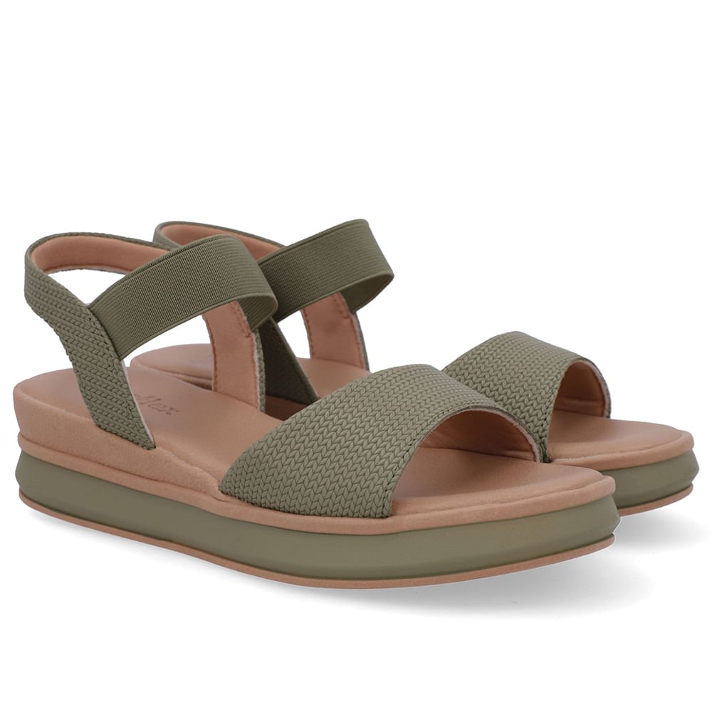 Sandália Salto Plataforma Couro Textura Tricô Verde Verde 2