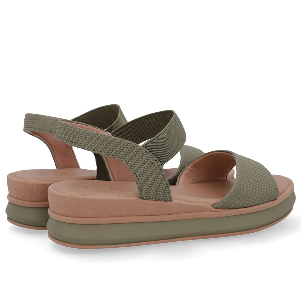 Sandália Salto Plataforma Couro Textura Tricô Verde Verde 3