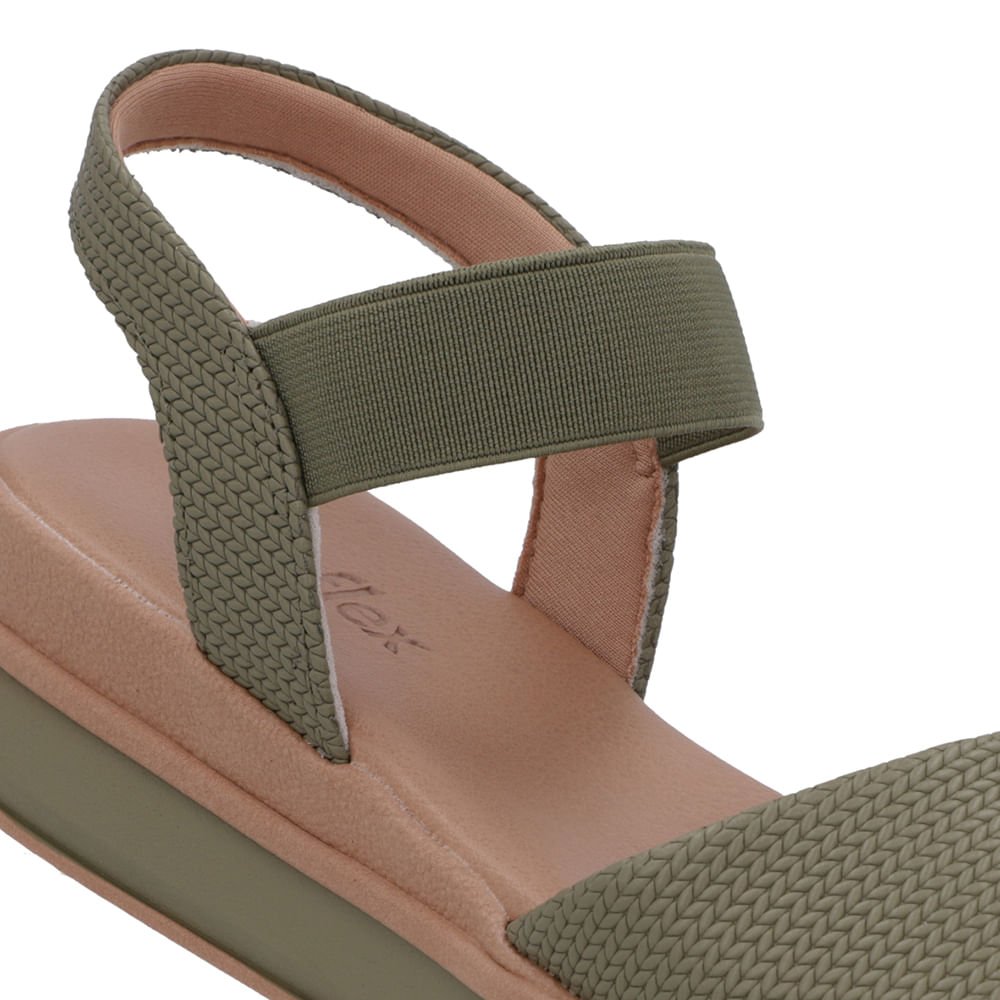 Sandália Salto Plataforma Couro Textura Tricô Verde Verde 4