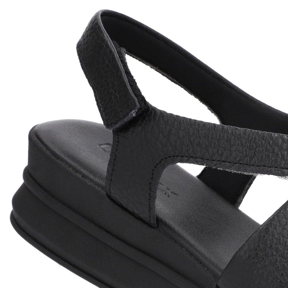 Sandália Salto Plataforma Couro Preta Tiras Trançadas Preto 4