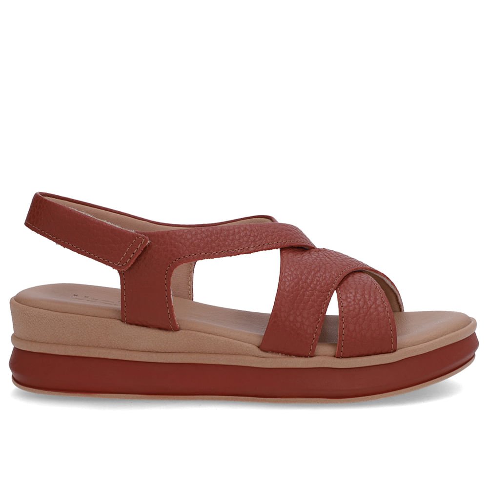 Sandália Salto Plataforma Couro Marrom Tiras Trançadas