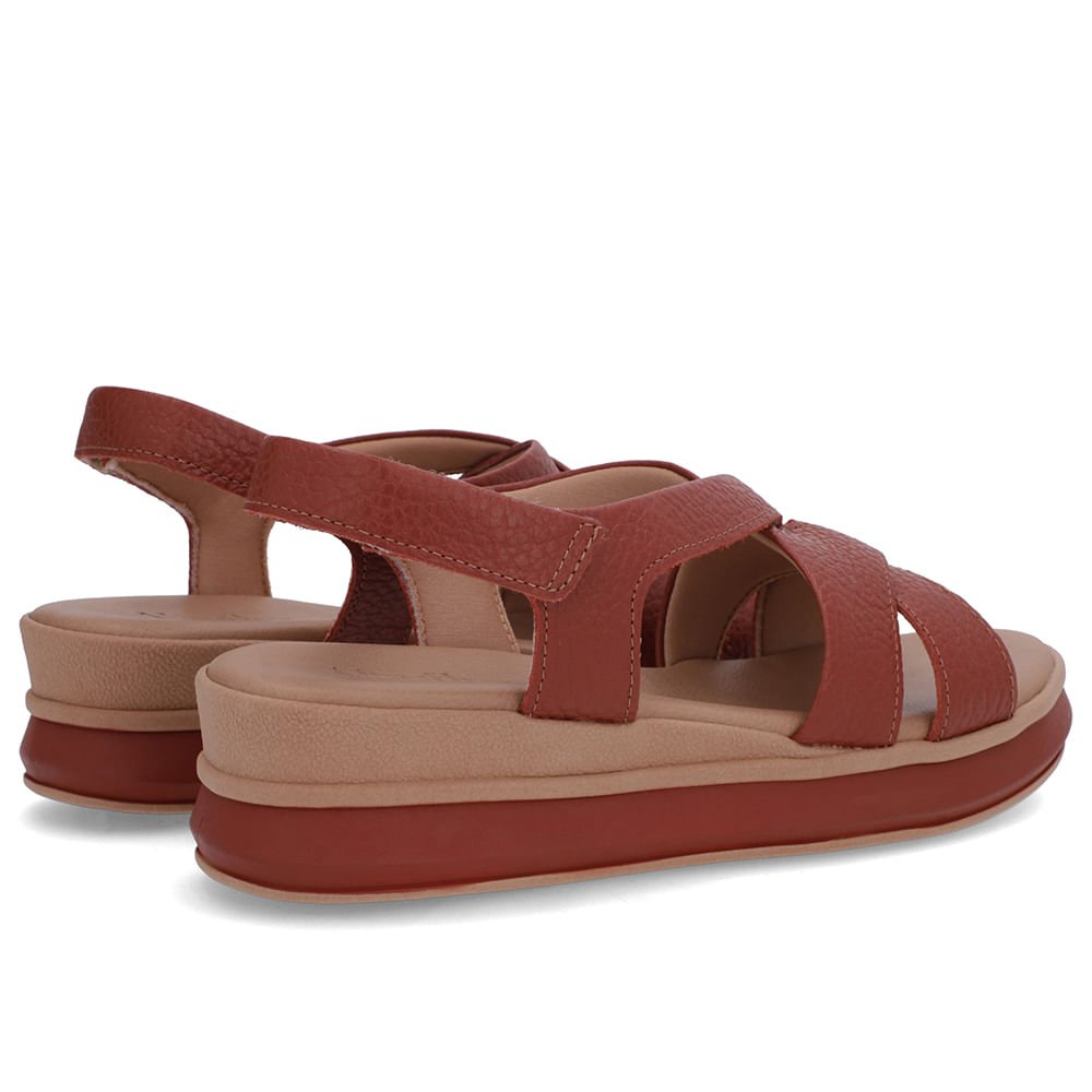 Sandália Salto Plataforma Couro Marrom Tiras Trançadas Marrom 3