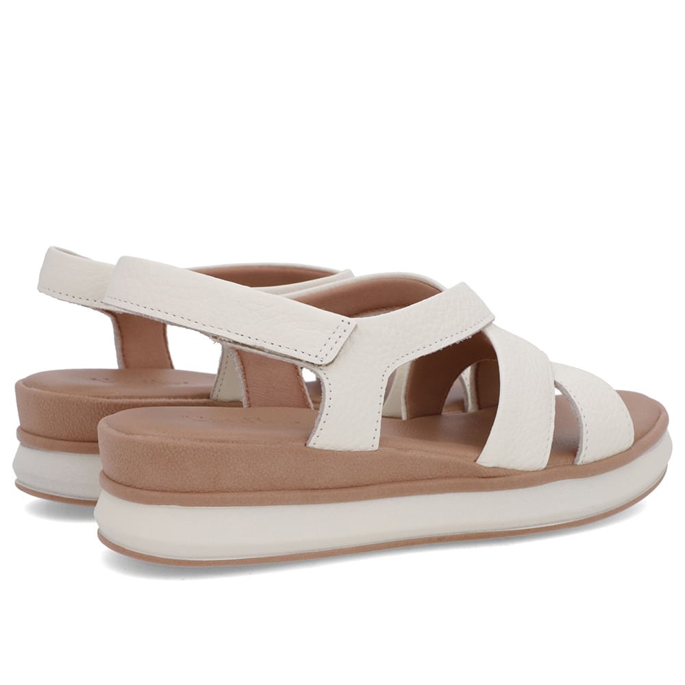 Sandália Salto Plataforma Couro Branca Marfim Tiras Trançadas Branco 3