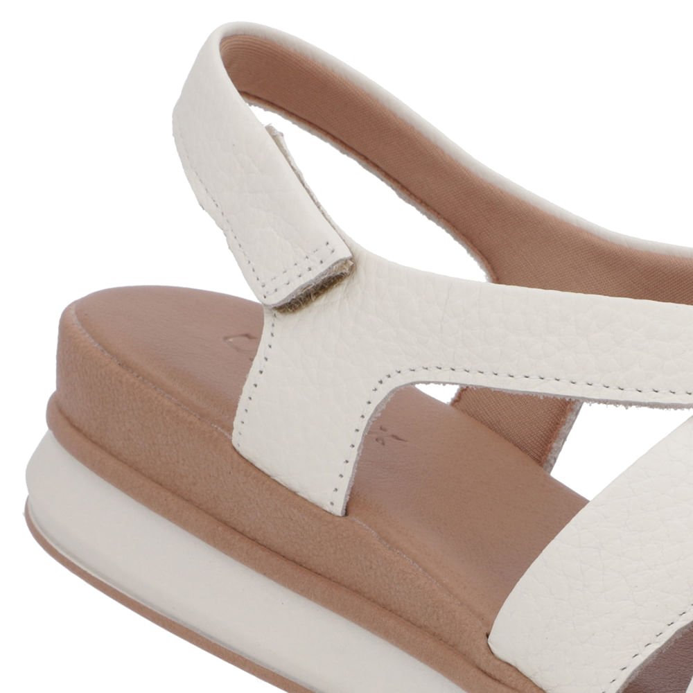 Sandália Salto Plataforma Couro Branca Marfim Tiras Trançadas Branco 4
