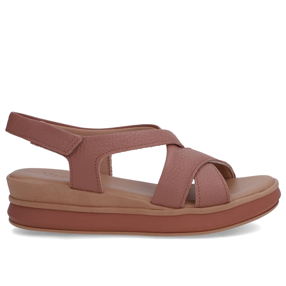 Sandália Salto Plataforma Couro Rosa Tiras Trançadas