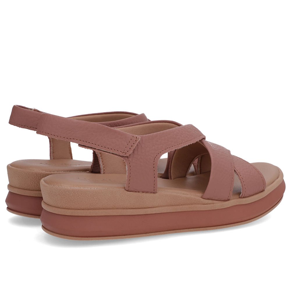 Sandália Salto Plataforma Couro Rosa Tiras Trançadas Rosa 3