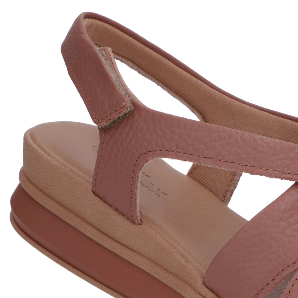 Sandália Salto Plataforma Couro Rosa Tiras Trançadas Rosa 4