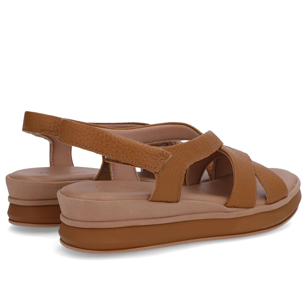 Sandália Salto Plataforma Couro Marrom Tiras Trançadas Marrom 3