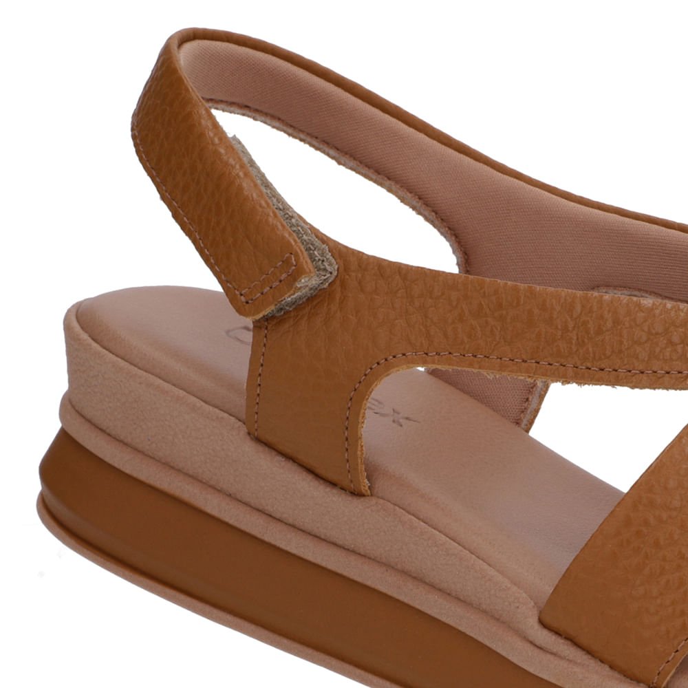 Sandália Salto Plataforma Couro Marrom Tiras Trançadas Marrom 4