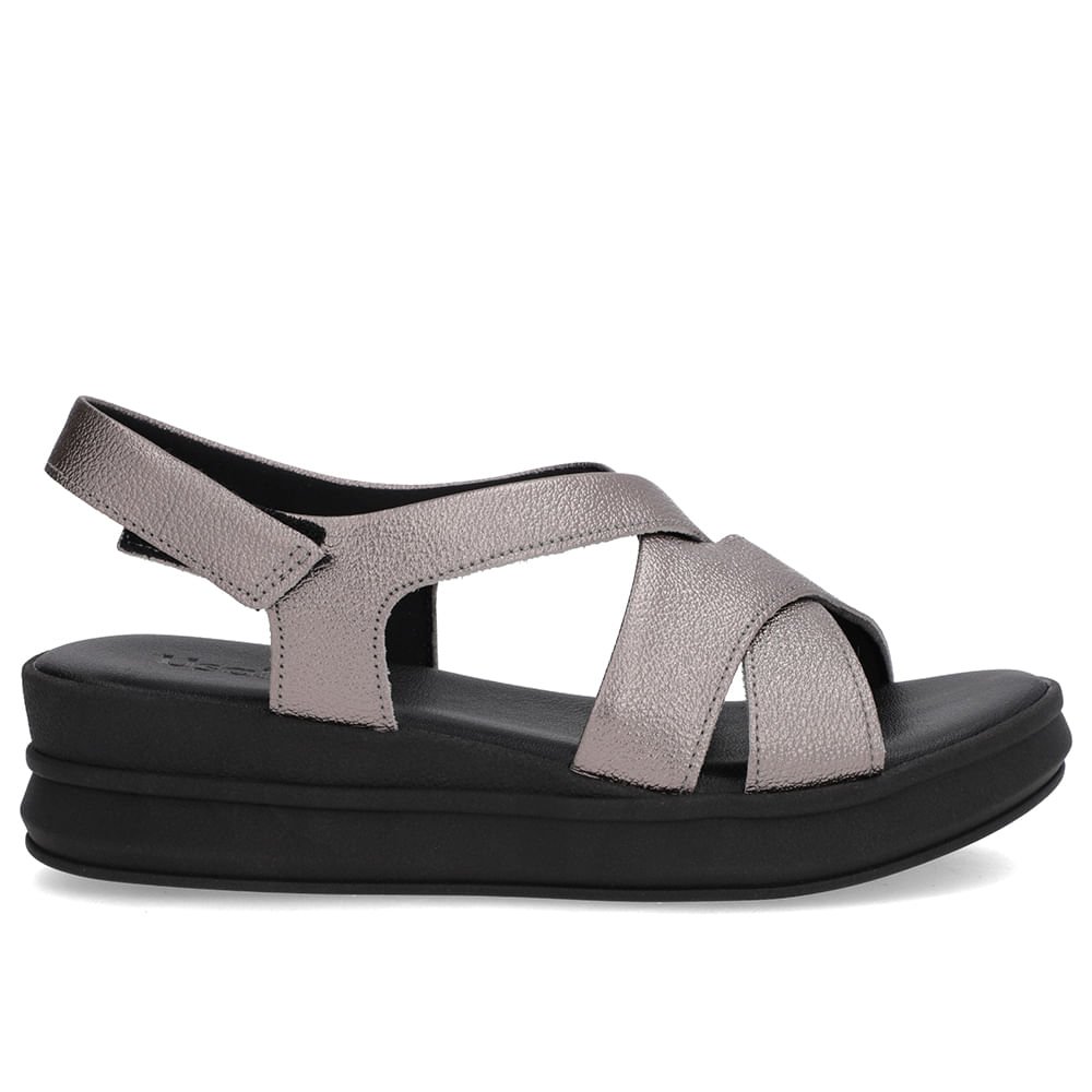 Sandália Salto Plataforma Couro Aço Tiras Trançadas