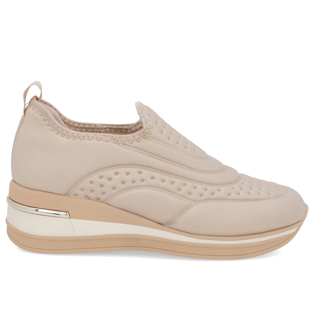Tênis Casual Bege Elastano Detalhes