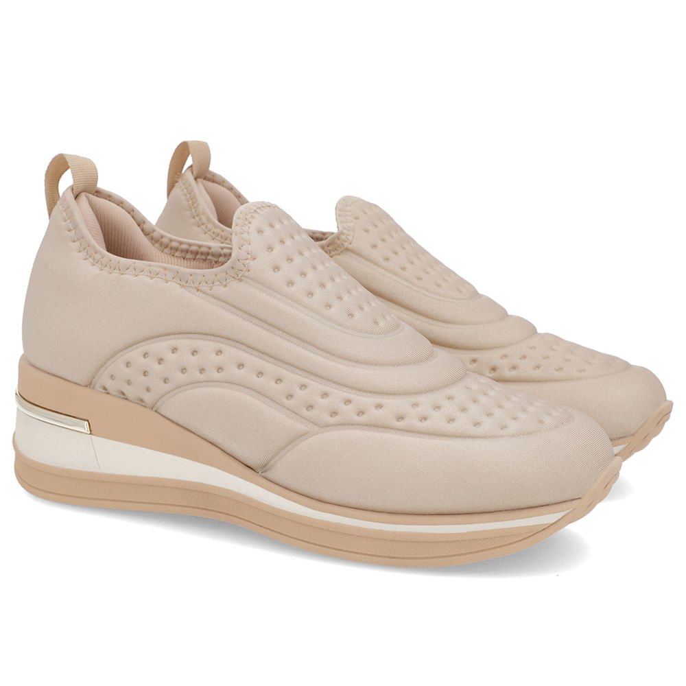 Tênis Casual Bege Elastano Detalhes Bege 2