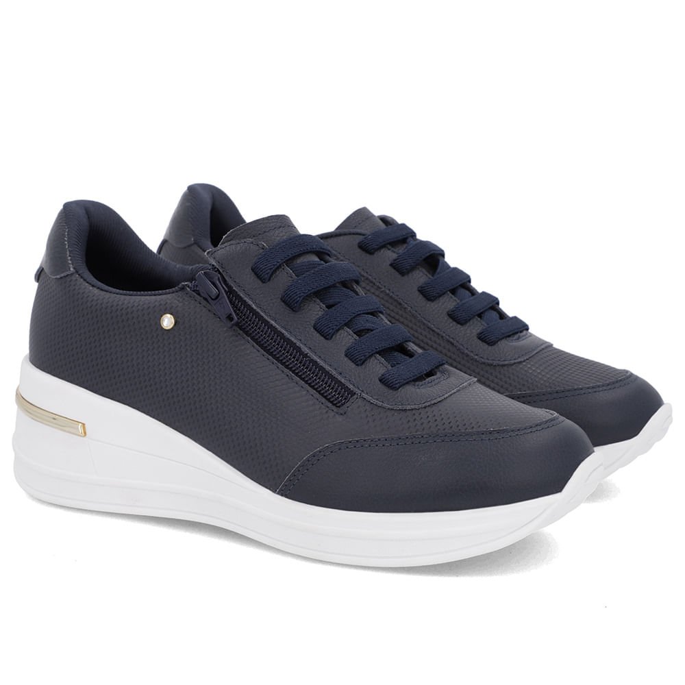 Tênis Zíper Lateral Azul Couro Azul 2