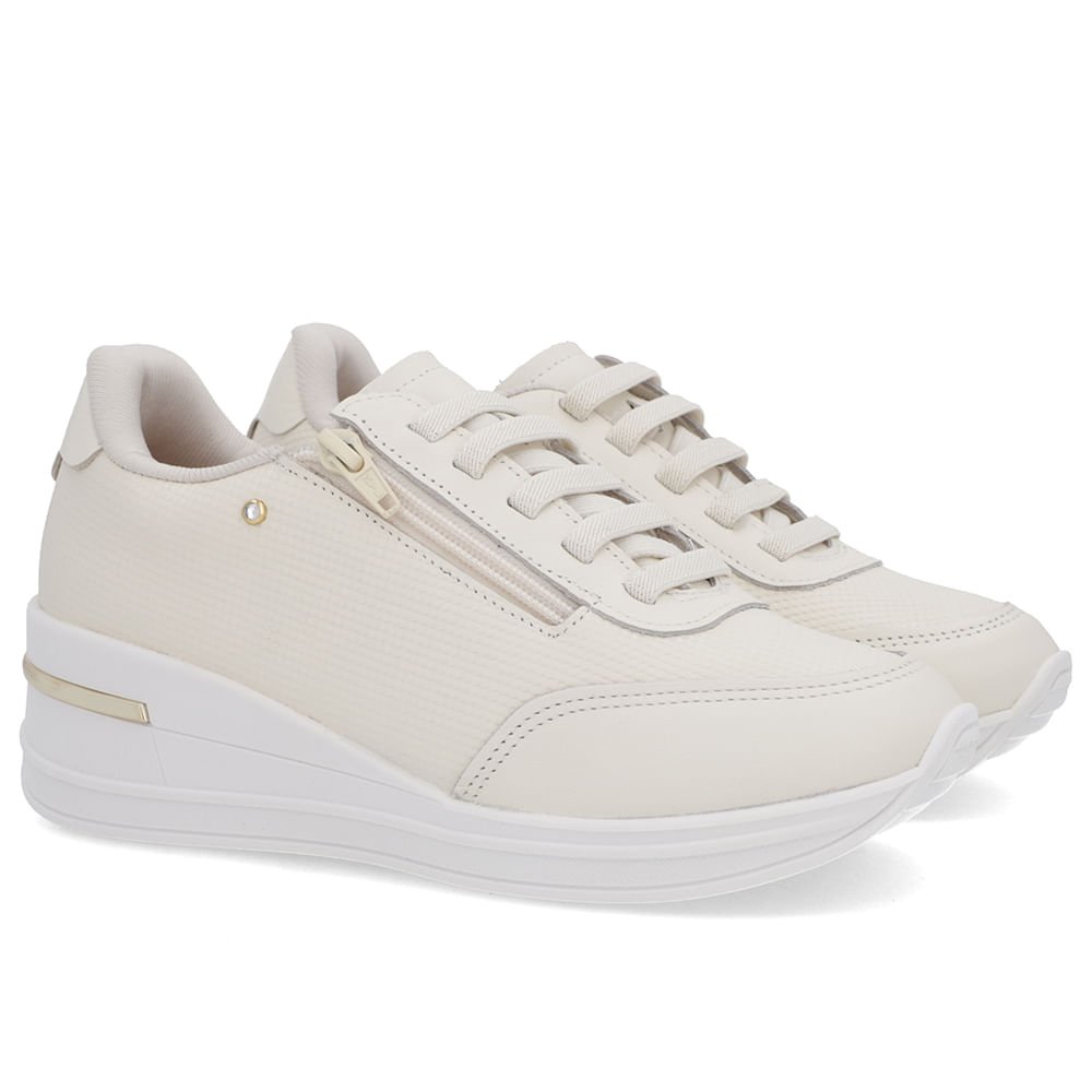 Tênis Zíper Lateral Branco Marfim Couro Branco 2