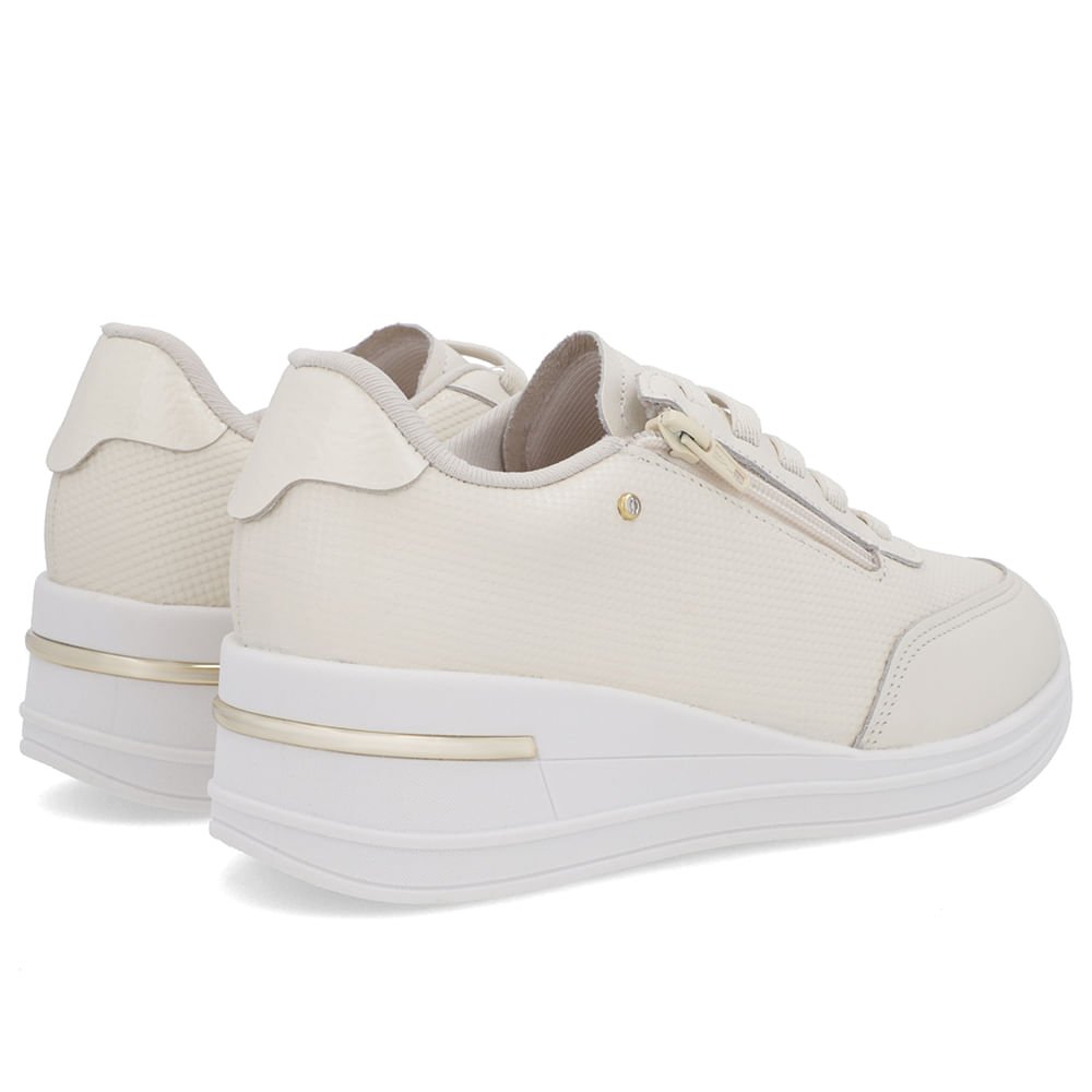 Tênis Zíper Lateral Branco Marfim Couro Branco 3