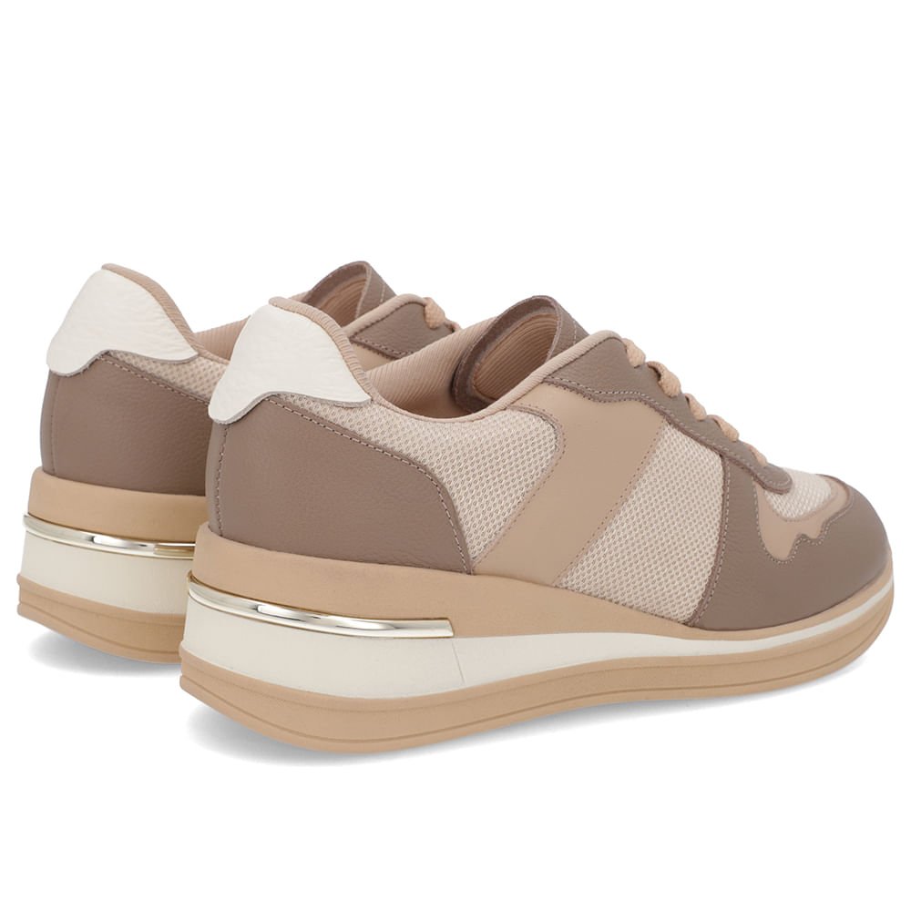 Tênis Cadarço Marrom Couro Tecido Marrom 3