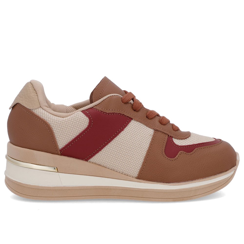 Tênis Cadarço Marrom Couro Tecido