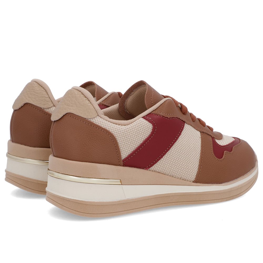 Tênis Cadarço Marrom Couro Tecido Marrom 3