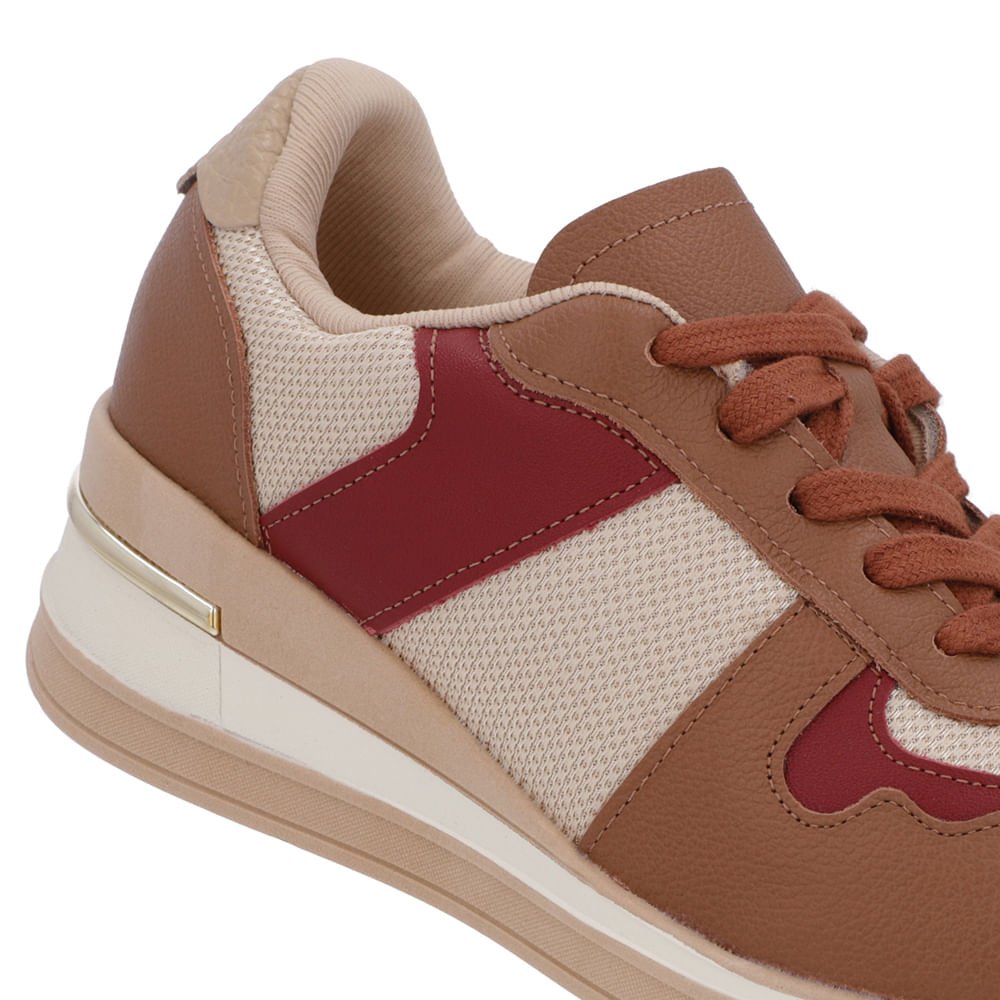 Tênis Cadarço Marrom Couro Tecido Marrom 4