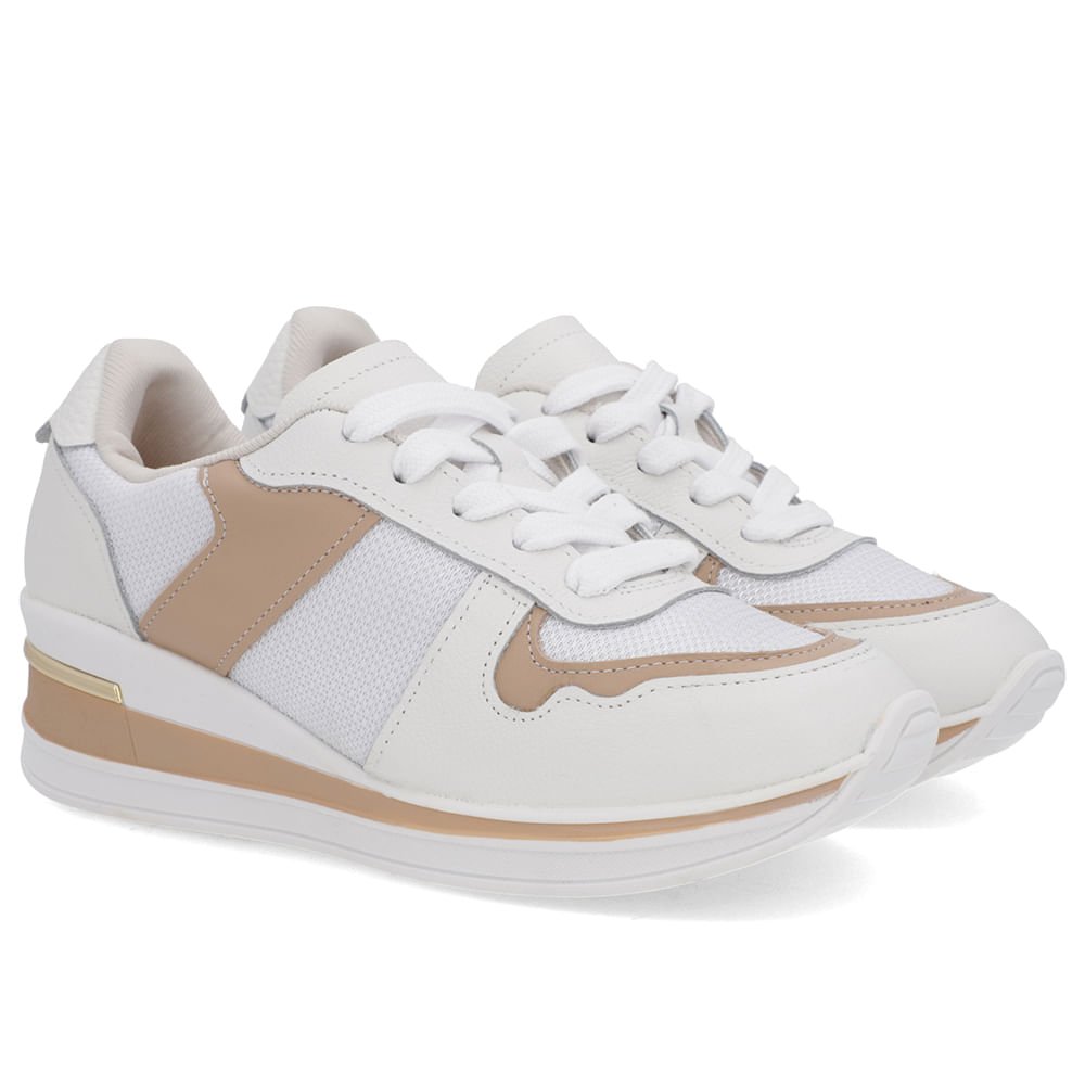 Tênis Cadarço Branco Couro Tecido Branco 2