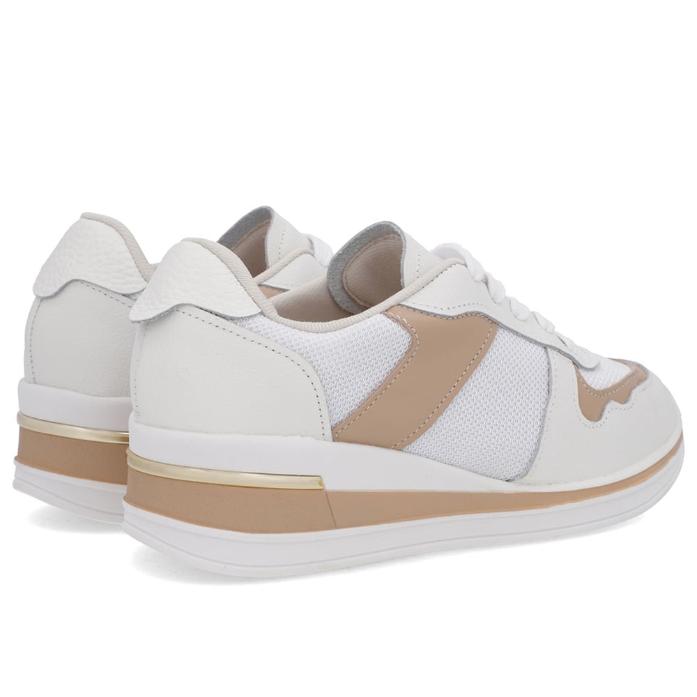 Tênis Cadarço Branco Couro Tecido Branco 3