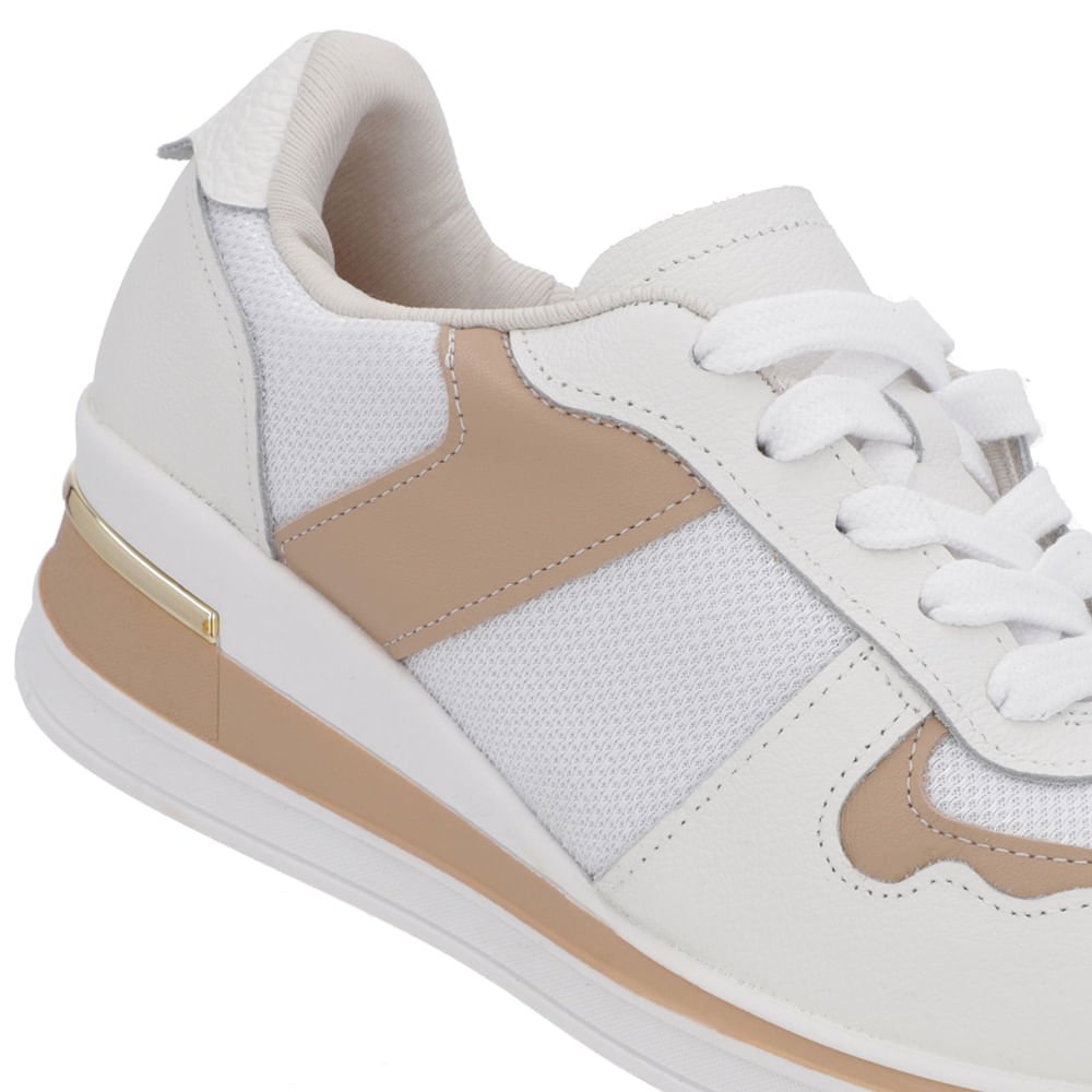 Tênis Cadarço Branco Couro Tecido Branco 4