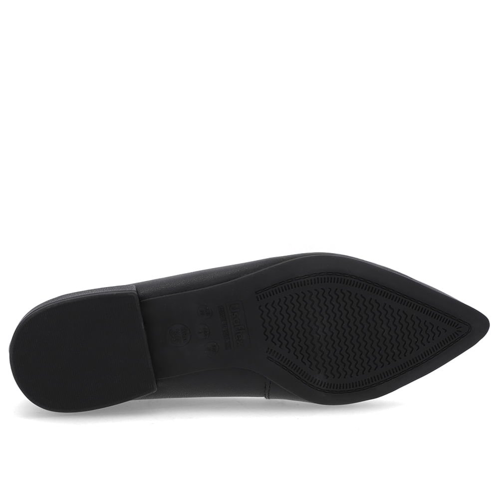 Sapatilha Preta Couro Salto Bloco Detalhe Preto 5