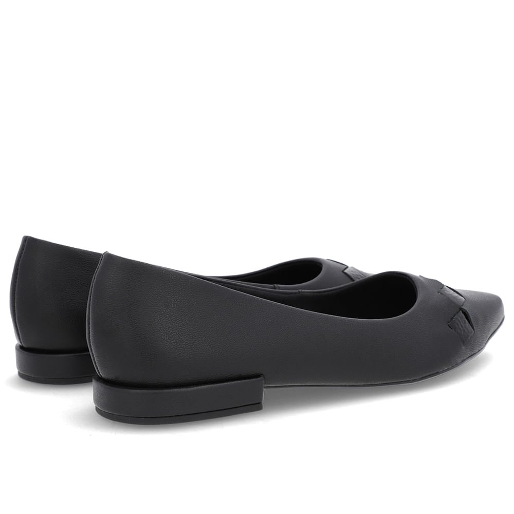 Sapatilha Preta Couro Salto Bloco Detalhe Preto 3