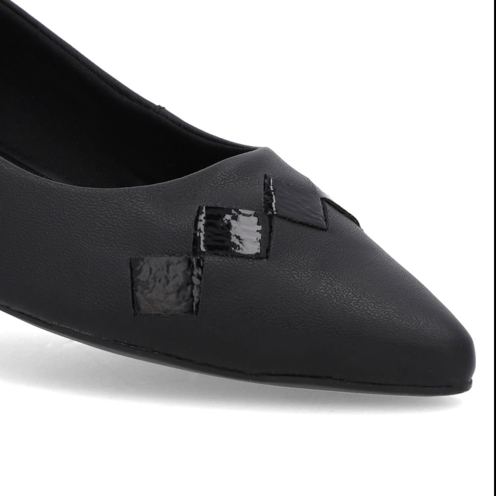 Sapatilha Preta Couro Salto Bloco Detalhe Preto 4